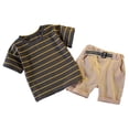 thumbnail image 3 of Afuyipoi Boys 2PC Striped Sets（1-6 Years）, 100%Cotton Breathable Summer Wear Active Play & Indoor Casual Wear Casual Outfit Sets for Kids Brown 5, 3 of 8