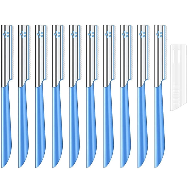 Women's Facial Razor Eyebrow Shaver Razor Brow Shaper Eyebrow Trimmer Dermaplaner Shaping Tool with Cover Blue