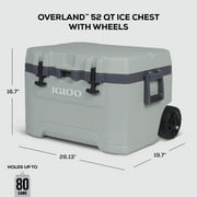 Igloo 52 QT Overland Ice Chest Cooler with Wheels, Gray