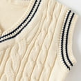 thumbnail image 6 of tarylea Toddler Baby Clothes for Girls Boys Cable Knitted Sweater V Neck Sleeveless Pullover Color Blocked Warm Comfy Tops Casual Trendy Tops for 1-7 Years, 6 of 9