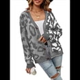 thumbnail image 1 of Cárdigan Holgado A Cuadros para Mujer, Abierto Al Frente, Suéteres Oversize con Gráficos Vintage, Abrigo de Punto A Cuadros. Gris S, 1 of 9