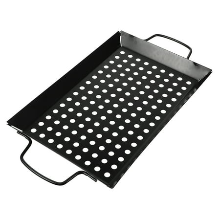 STOBOK Lightweight Black Grill Basket with Non Stick Surface for Grilling