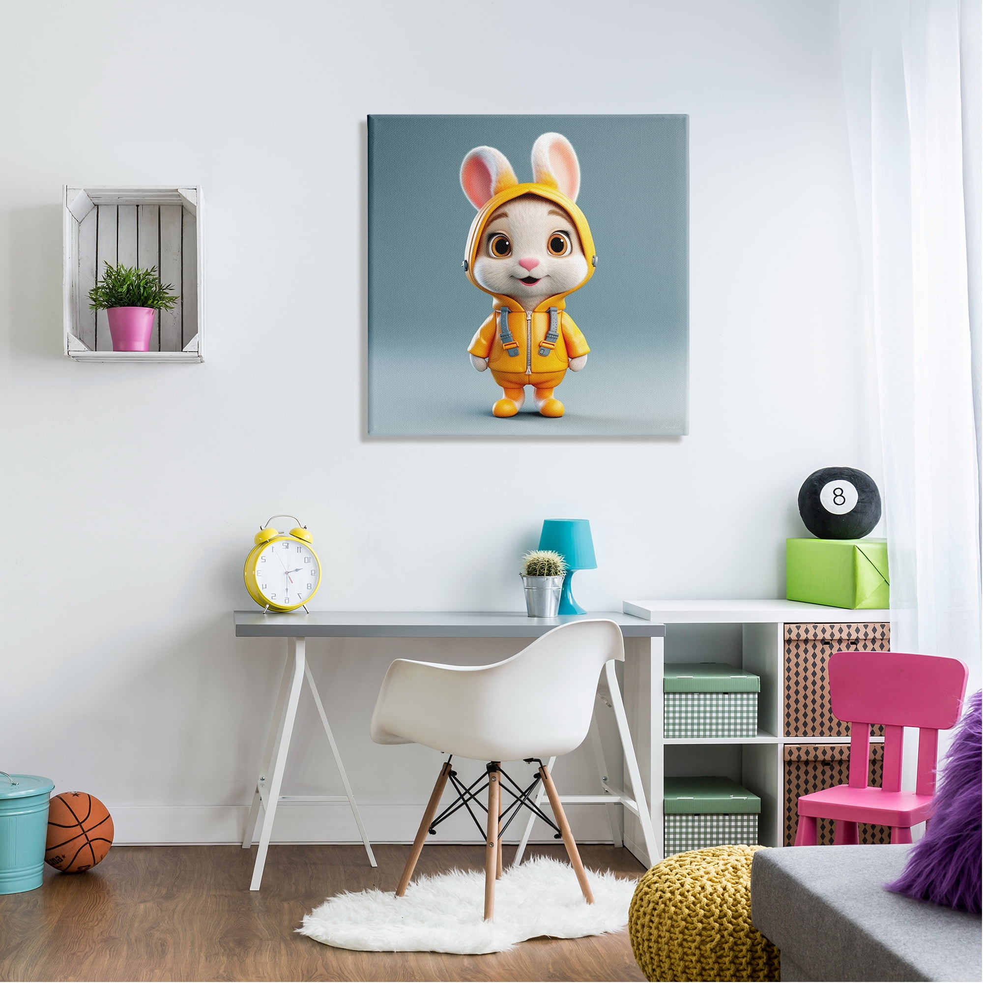Stupell Industries Rabbit in Yellow Suit Animals & Insects Painting Gallery Wrapped Canvas Art Print Wall Art, 30 x 30