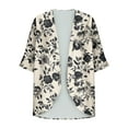 thumbnail image 4 of Xuniizn Women's Floral Print Puff Sleeve Kimono Cardigan Loose Cover Up Casual Blouse Tops, Lightweight Cardigans for Women, 4 of 5