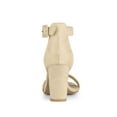 thumbnail image 2 of BLISSFUL STEP Woman's Sandals Block Heels Ankle Strap Open Toe Sandals Beige 10, 2 of 6