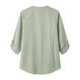thumbnail image 3 of Uootdi Women's Striped Tops 3/4 Sleeve Henley Neck Roll Tab Blouses Western Casual Style Lightweight Breathable Relaxed Fit Shirts Gift, 3 of 8