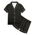 thumbnail image 2 of Toddler Satin PJS Short Sleeve Button-Down Loungewear with Shorts Girls Summer Clothes Clothes for Girls 2T, 2 of 5