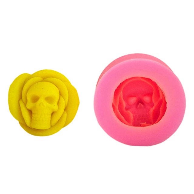 Skull Rose Flower Silicone Molds for Candle Soap Table Ornaments Epoxy Resin, Fondant Silicone Molds for Chocolate Cake