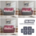 thumbnail image 5 of TSOVTHRID Butterfly Rose Leopard Print 6-Piece Loveseat Recliner Slipcover Stretch Recliner Sofa Cover with Side Pocket Pink Couch Furniture Protector for Dogs, 5 of 7
