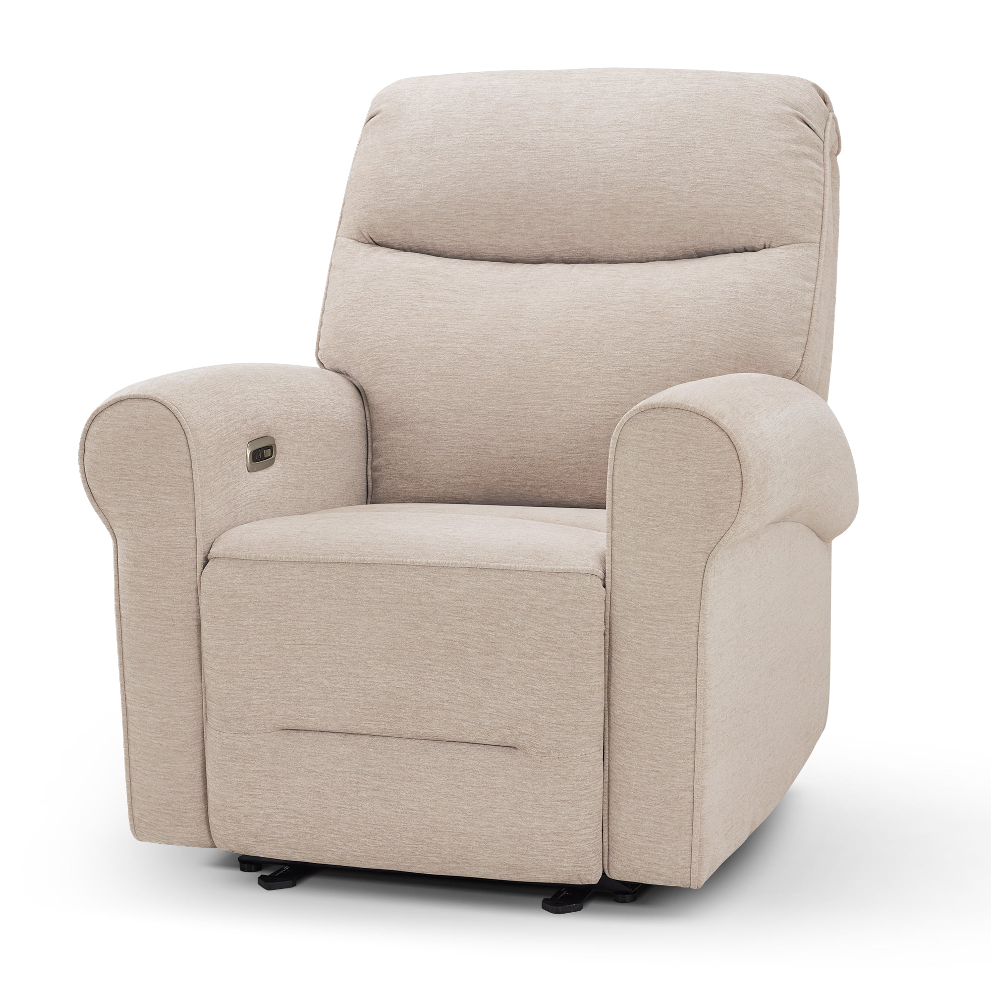 MCombo Small Wall Hugger Power Recliner Chair for Small Space RV Living Room, , Modern Roll Arm Recliner, Fabric, Beige