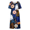thumbnail image 4 of Women's Halloween Themed Casual Dress, Round Neck with Pockets Style , Everyday Outings, Halloween Print Casual Dress for Ladies Blue B 2XL, 4 of 6