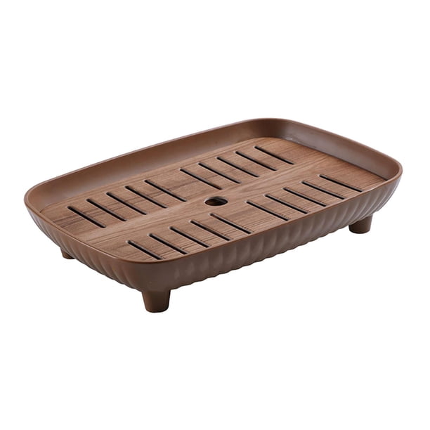 Gongfu Bandeja para servir té, pequeña bandeja de té, almacenamiento de agua de drenaje, bandeja de té tradicional, bandeja multifuncional para casa Rectángulo