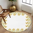 thumbnail image 3 of Round Area Rug 7 Ft, Yellow Daisy Washable Non-Slip Circle Carpet for Living Room/Bedroom, Spring Summer Pastoral Garden Floral Blossom Low-Profile Large Runner Mat Collection Rugs for Indoor, 3 of 7