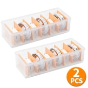 2 Pack Cable Organizer Storage Box, Clear Plastic with Lid for Charger Cable Cord Storage, Desk Drawer Organizer for Office Home