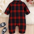 thumbnail image 3 of LAPAKIDS Newborn Infant Baby Boy Christmas Romper Red Plaid Christmas Jumpsuit Bodysuits 18-24 Months, 3 of 7