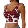 thumbnail image 2 of Honeii Christmas Buffalo Plaid patten Workout Crop Tank Top for Women Yoga Tank Tops Athletic Sports Shirts Exercise Undershirts,Sports Bra,Sports vest-Small, 2 of 8