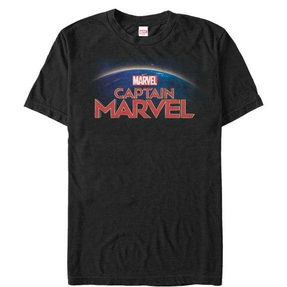 Men's Marvel Captain Marvel Horizon Logo Graphic Tee Black Small