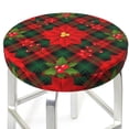 thumbnail image 3 of Disketp Christmas Plaid Flower Funda Redonda para Taburete, Funda de Cojín para Silla de Bar Suave y Elástica-14 inch, 3 of 7