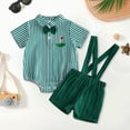 thumbnail image 2 of mgoYE Toddler Baby Boy Golf Outfit Hole in One Embroidery Striped Shirt Casual Suspenders Outfits Suits Summer Clothes(Dark Green,12-18 Months), 2 of 4
