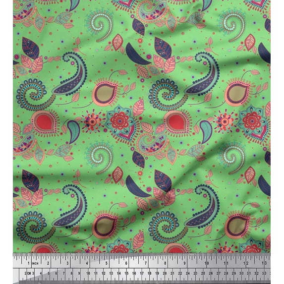 Soimoi Poly Georgette Fabric Paisley & Floral Artistic Decor Fabric Printed Yard 52 Inch Wide