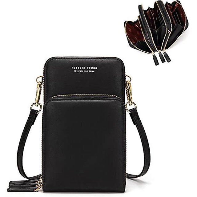 Tal Discount - Monedero pequeño para teléfono móvil para mujer, minibolso de mensajero con ranuras para tarjetas de crédito (negro) LingWen 9024715626271