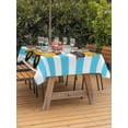 thumbnail image 3 of Outdoor Tablecloth with Umbrella Hole for Patio/Picnic/Party/Camping, Yellow Truck Waterproof Table Cloth Rectangle Table Cover Washable, Cartoon Blue Striped Farmhouse Modern Art (60"x 102"), 3 of 8