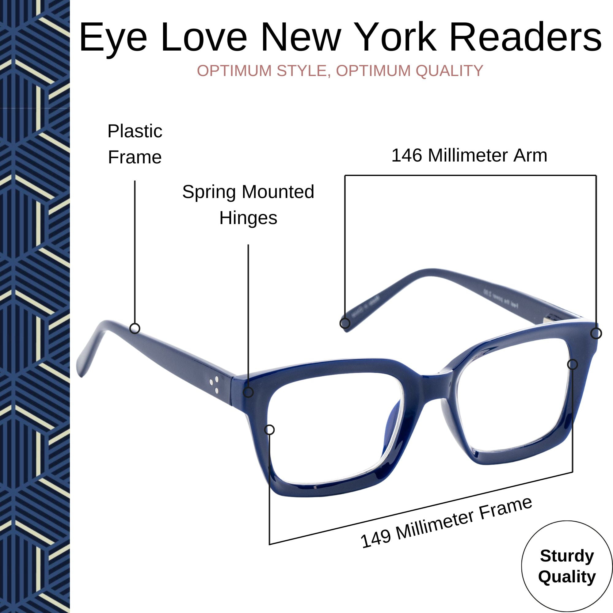 Optimum Optical Signature Blue Light Filtering Readers - Eye Love New York, +1.75