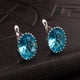 thumbnail image 4 of 1 par de pendientes para mujer, sencillos y elegantes, con circonitas tridimensionales y diamantes ahuecados (azul cielo)., 4 of 7