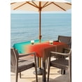 thumbnail image 3 of Outdoor Tablecloth with Umbrella Hole for Patio/Picnic/Party/Camping, Teal Red Brown Ombre Waterproof Table Cloth Square Cover Washable, Contemporary Gradient Abstract (60"x 60"), 3 of 8