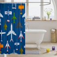 thumbnail image 3 of Airplane 72"Wx72"L Fabric Shower Curtain Cartoon Aircraft Shower Curtain for Teens Men,Helicopter Flying Plane Bathroom Shower Curtain Sets Navy Blue Bath Curtain,Airplane Decor, 3 of 4