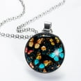 thumbnail image 2 of Flower Butterfly Glass Circular Pendant Necklace Jewelry, 2 of 5