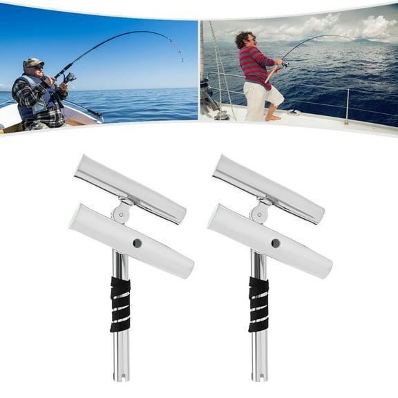 2* Boat Double Angle Fishing Rod Holder Stainless Steel Outrigger Adjustable Ended Fishing Rod Holders