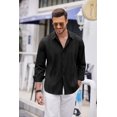 thumbnail image 4 of Coshow Mens Cuban Guayabera Shirt Casual Button Down Shirts Long Sleeve Summer Beach Shirts, 4 of 7