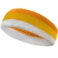 thumbnail image 6 of Couver Triple Color White Striped Sports Head Sweatband Light Orange Golden Yellow Whtie 3 Pack, 6 of 7
