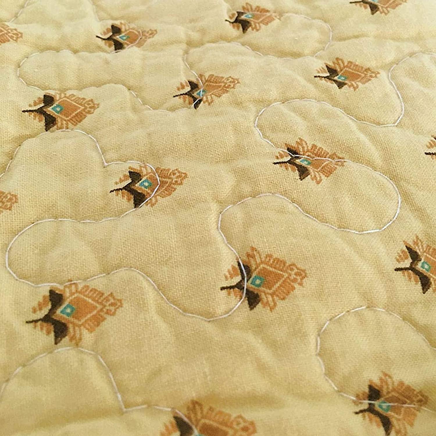 Cozy Line Green Paisley Print 100% Cotton Reversible Quilted Throw Blanket