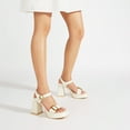 thumbnail image 2 of Pmoiste Chunky Heels for Women Open Toe Buckle Ankle Strap Block Heels Wedding Dress Prom Platform High Sandals Shoe White Size 8, 2 of 9
