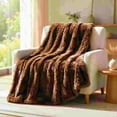 thumbnail image 4 of XIA0LE Thickened Long Faux Fur Throw Blanket, 31.5x42.5 Inchesfuzzy Faux Fur Throw Blanket, Reversible Shaggy Blankets, Fluffy Plush Warm Throws For Sofa Couch, Brown, 4 of 5