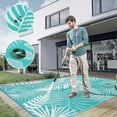 thumbnail image 4 of HiiARug Outdoor Rug 6X9ft Reversible Mats Waterproof Portable Camping Mat Palm Leaves Outdoor Carpet for Balcony, Deck, Backyard, Picnic Beach RV Camping, 4 of 9