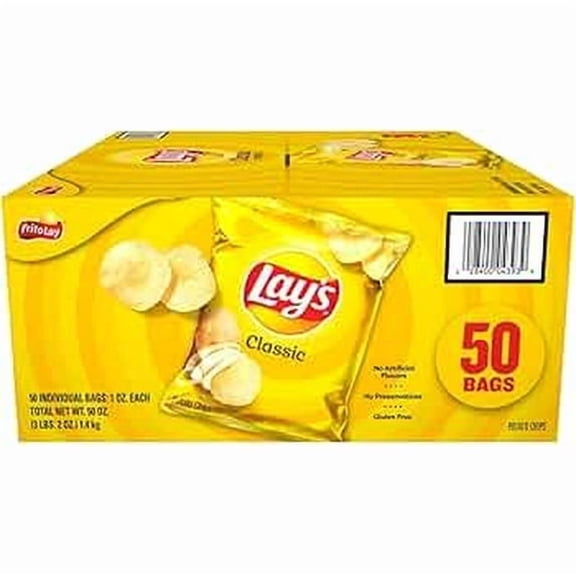 Lay’s Classic Potato Chips Snack Packs, 1 oz Bags, 50 Count Multipack