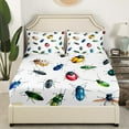 thumbnail image 3 of Colorful Ladybug Full Sheet Sets 4pcs, Cartoon Insects Print Bed Sheets Set For Bedroom, Cute Animals Microfiber Fitted Sheet For Kids Boys Girls, Retro Cockroach Room Decor Bedding Set, 3 of 6
