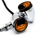 thumbnail image 2 of Krator 2pc Skull Lens Chrome Motorcycle Turn Signals Bulb Compatible with Victory Hammer 8-Ball, 2 of 6