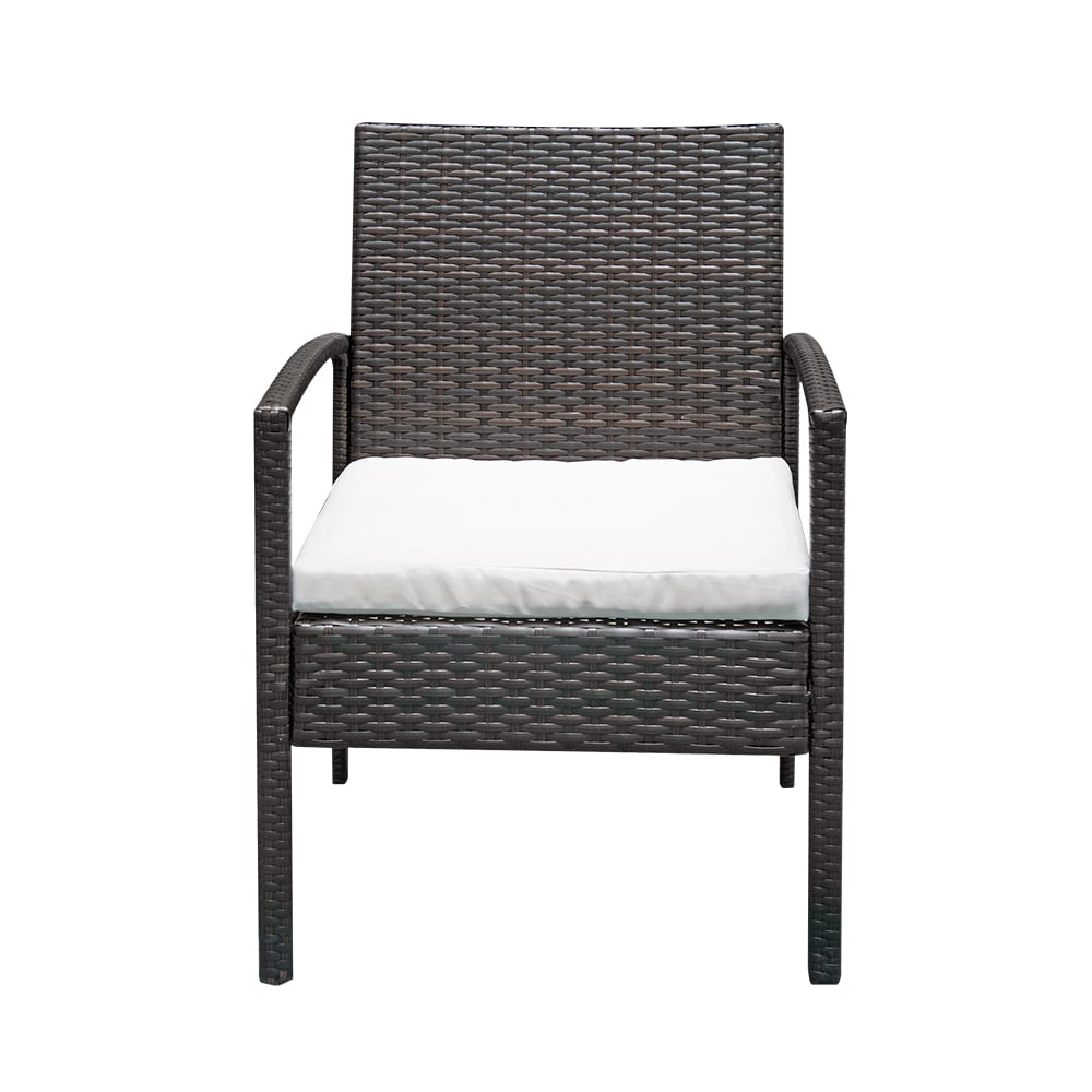 Ktaxon Outdoor Patio Rattan Conversation Set 3PCS Chat Set Brown, Wicker Bistro Set Deck Porch Poolside Yard