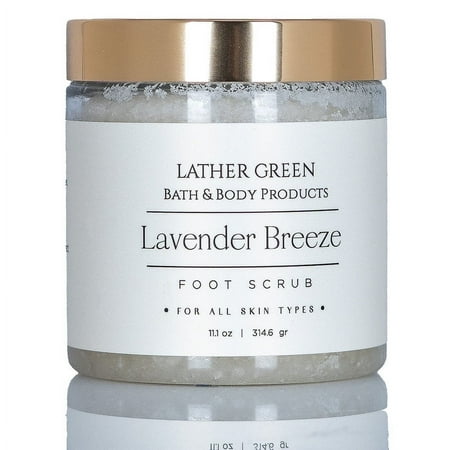 Lavender Breeze Foot Scrub Soothing & Hydrating with Jojoba Oil for Adult 11.1 oz by LatherGreen