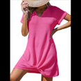 thumbnail image 1 of Vestido con Falda Protectora Solar, Informal, con Escote en V y , Color Rosa Rojo, Talla M, 1 of 6