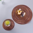 thumbnail image 2 of Round Woven Coasters Hand- Woven Cup Cotton Colored Hot Pads for Kitchen Dinning Table Use 2pcs ( Brown Pattern, 18cm ), 2 of 5
