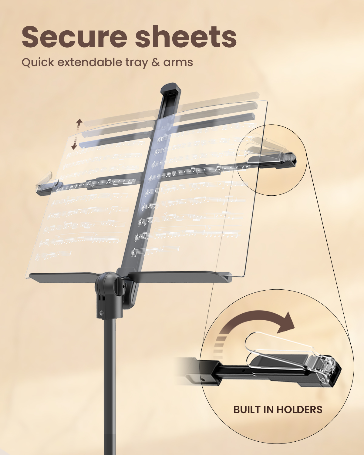 KraftGeek 66'' Capsule Lite Music Stand, Black