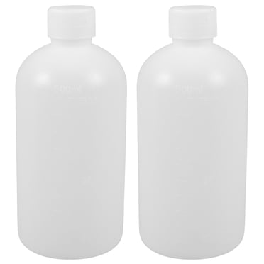 CIMAXIC 2pcs 500ml Graduated Reagent Bottles Plastic Narrow Mouth Reagent Vial Bottles,6.69"X3.03"X3.03"