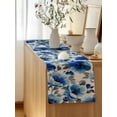 thumbnail image 5 of Table Runner 72 Inches Long for Kitchen Dining, Blue Flowers Dresser Scarf Farmhouse, Dining Table Decorations for Wedding/Parties, Spring Watercolor Floral Leaves Plants Beige 16 x 72 In, 5 of 8