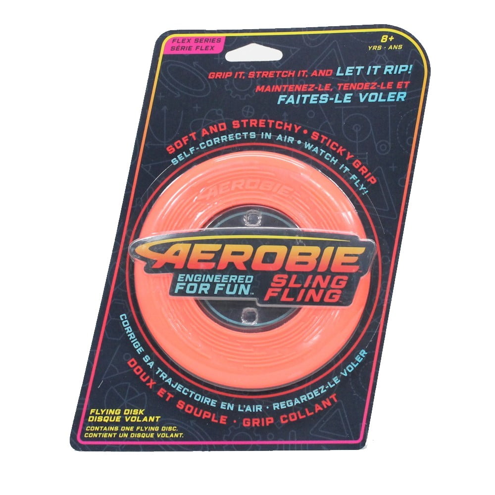 Aerobie Sling Fling Flexible Flying Disk Soft Stretchy Disc (Orange)