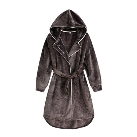 

HGWXX7 Women s Sleepwear Night Gown Female Coral Thickened Fleece Autumn And Winter Long Outer Wear Home Service Sleepwear M